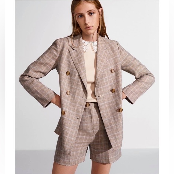 New MAJE PARIS Checked Linen Jacket in Size 6/M/38 - Picture 2 of 11